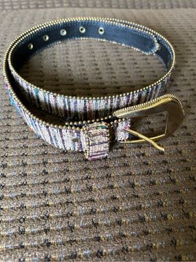 Elite Fresno California vintage tapestry belt w goldtone buckle